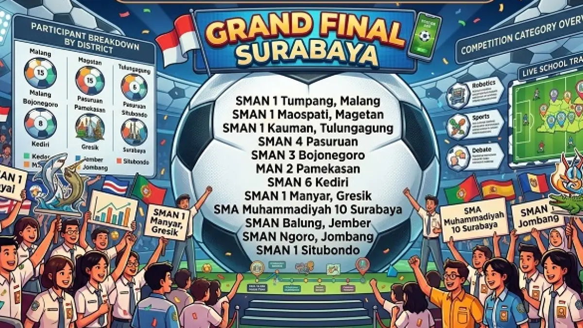 Ilustrasi Grafis Peserta Babak Grand Final Surabaya. (Dibantu AI)
