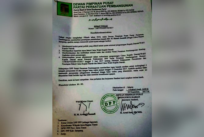 Pilkada Sampang, Haji Idi Kantongi Surat Tugas PPP