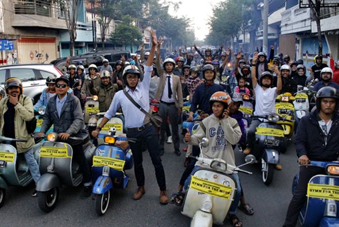 Begini Peringatan Hari Buruh Ala Komunitas Scooterist The Mods