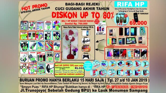 Raih Hadiahnya! Rifa HP Promo Akhir Tahun Diskon Sampai 80 Persen