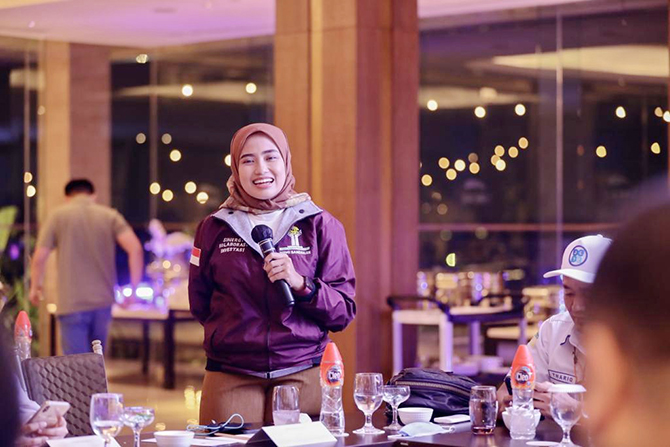 SHERING: Ketua BPC Hipmi Bangkalan Zhavira Ayu Ratri Aldania hadir dalam kegiatan Business Matching dengan BPD HIPMI Bali. (ZHAVIRA AYU RATRI ALDANIA UNTUK Radarmadura.id)