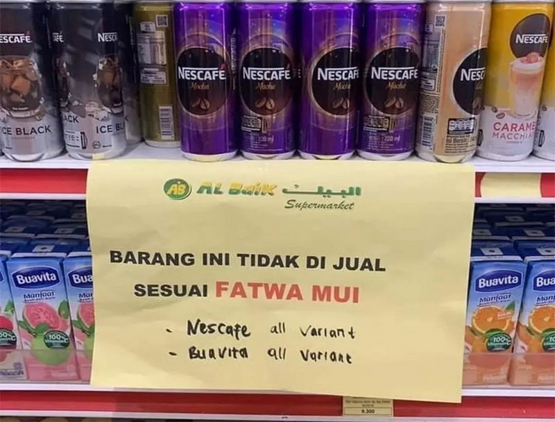 Sejumlah barang yang diduga Pro Israel tidak dijual di Supermarket Al Baik di Tanjungpinang, Kepulauan Riau. (/Instagram @terangmedia)