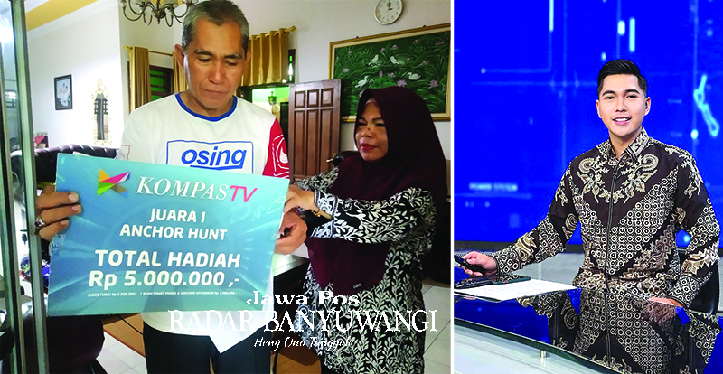 IKUT BANGGA: Suparman dan Abadi Melati Peni menunjukkan penghargaan yang diraih Ardianto Wijaya di rumahnya Kelurahan Tamanbaru, Banyuwangi, Selasa (12/12). Ardianto Wijaya (kanan)