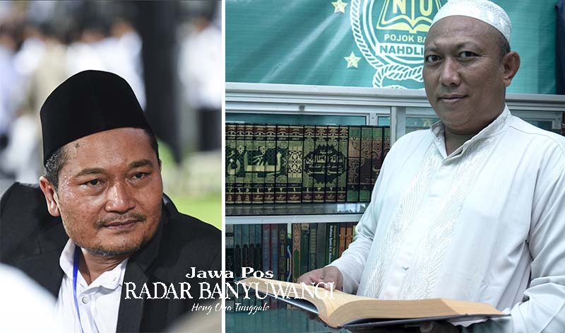 Ketua Tanfidziah PCNU KH Ali Maki Zaini (kiri) dan Katib Syuriah PCNU Banyuwangi KH Sunandi (kanan)