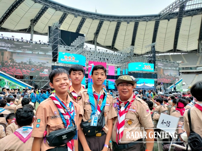 GO INTERNASIONAL: Regu Pramuka SMP Aletheia Genteng dalam Jambore Pramuka Internasional di Korea Selatan pada Agustus 2023.