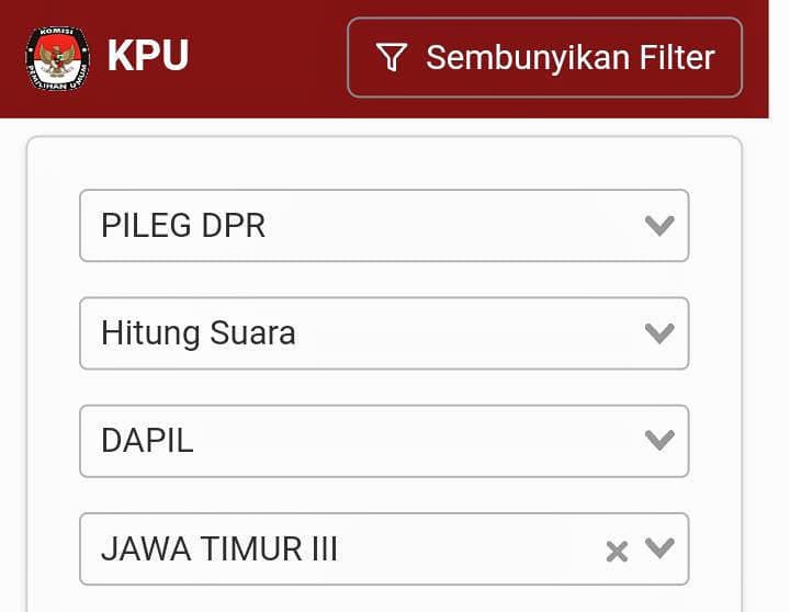 Situs resmi KPU untuk mengetahui real count Pemilu 2024.