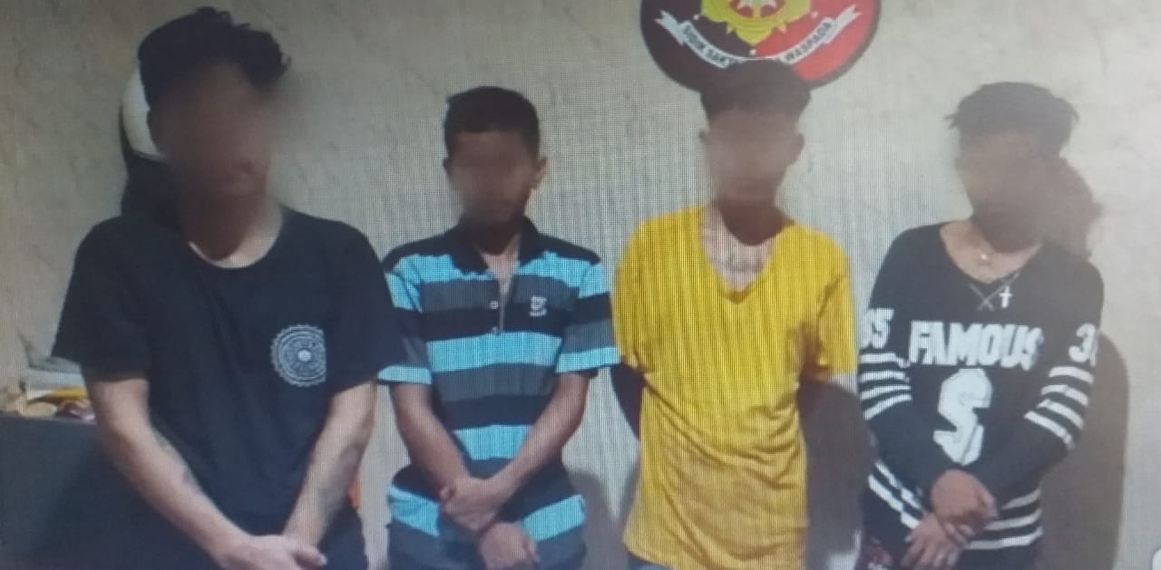 MABUK: Empat pelaku berhasil diamankan usai mengeroyok anggota Babinsa di sebuah cafe di Kuta