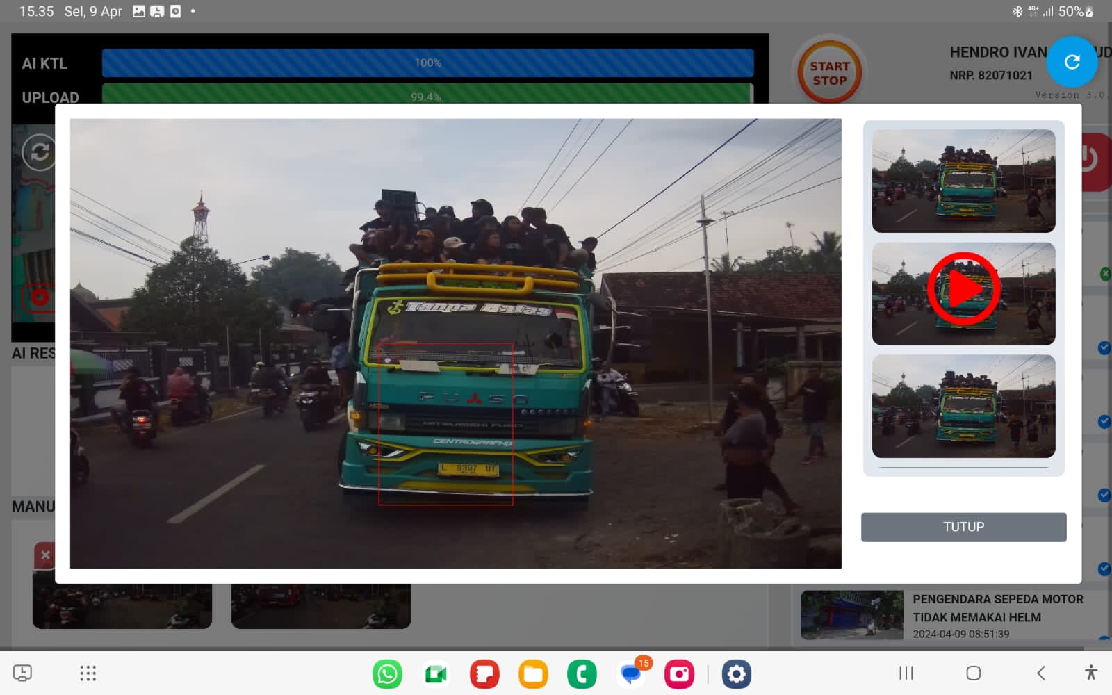 DITILANG: Kendaraan truk Fuso peserta Battle Sound ditindak tegas berupa tilang melalui ETLE Mobile.