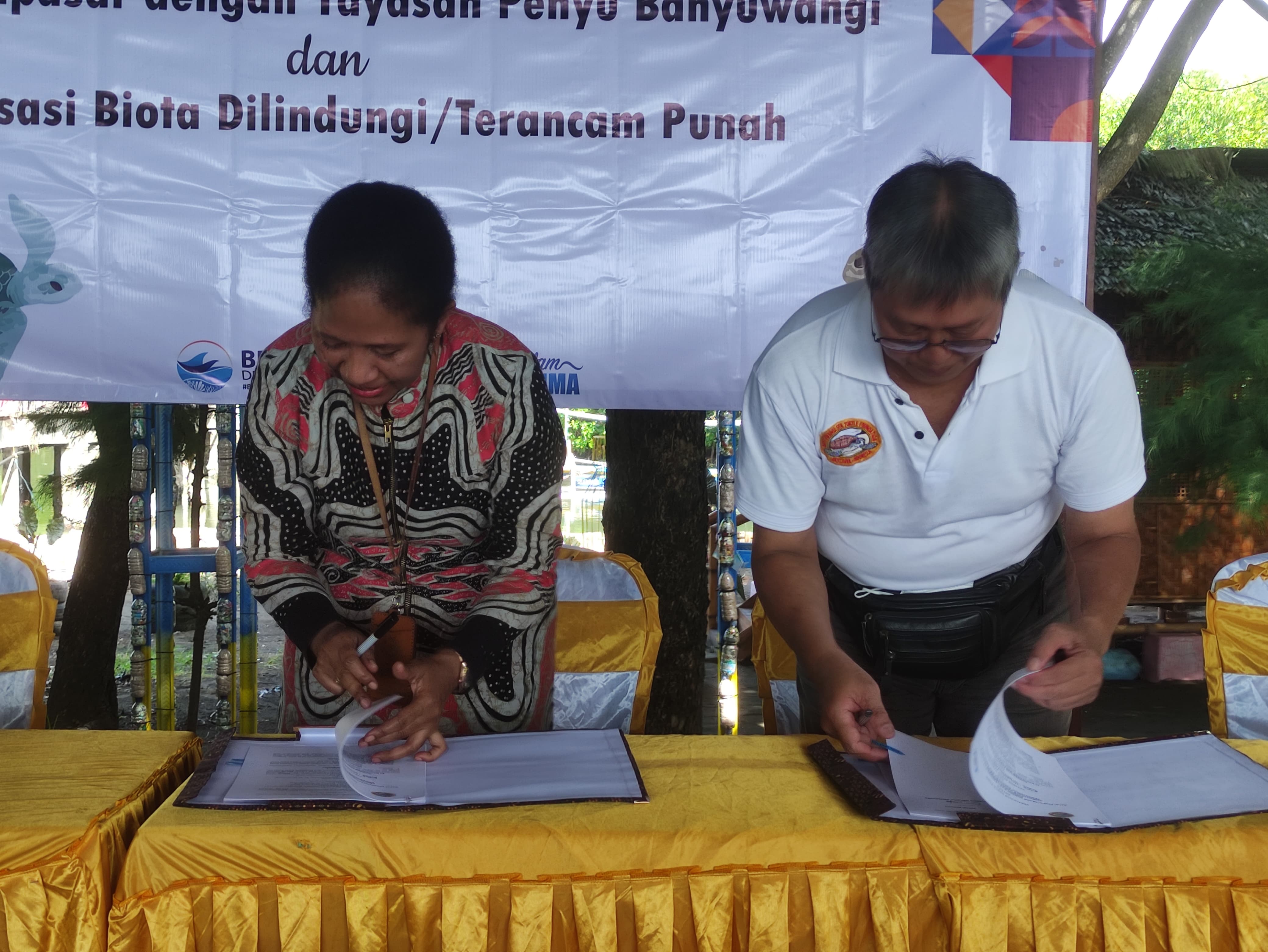DIMULAI : Penandatangan MoU antara BPSPL Denpasar dengan BSTF dalam ruang lingkup peningkatan konservasi Penyu di Banyuwangi
