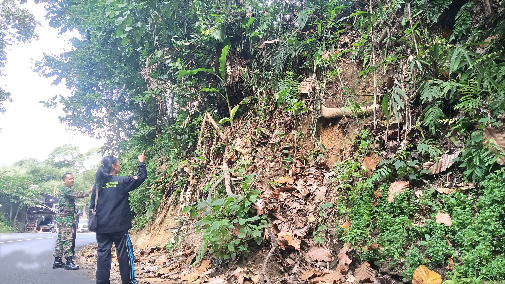 MENGERING: Salah satu titik longsor kecil di Dusun Barurejo, Desa Kalibaru Manis, Kecamatan Kalibaru Minggu (5/5).