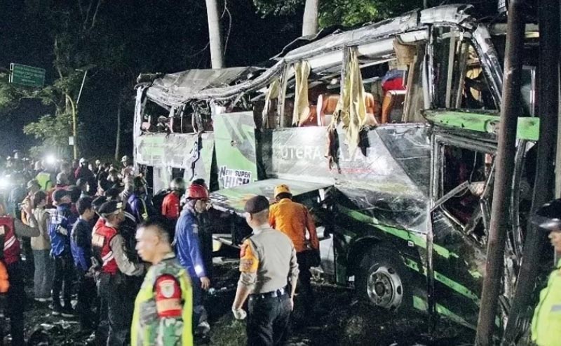 MEMILUKAN: Kecelakaan bus yang menimpa rombongan siswa study tour asal Depok