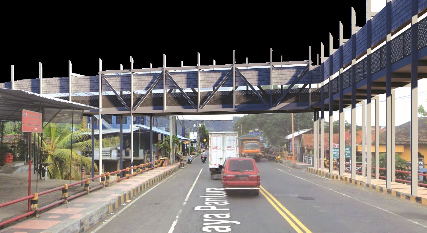 USUNG KEARIFAN LOKAL: Konsep skybridge karya arstitektur Andra Matin bisa berubah menyesuaikan kondisi di lapangan. Jembatan layang ini dibangun untuk menghubungkan Stasiun Ketapang