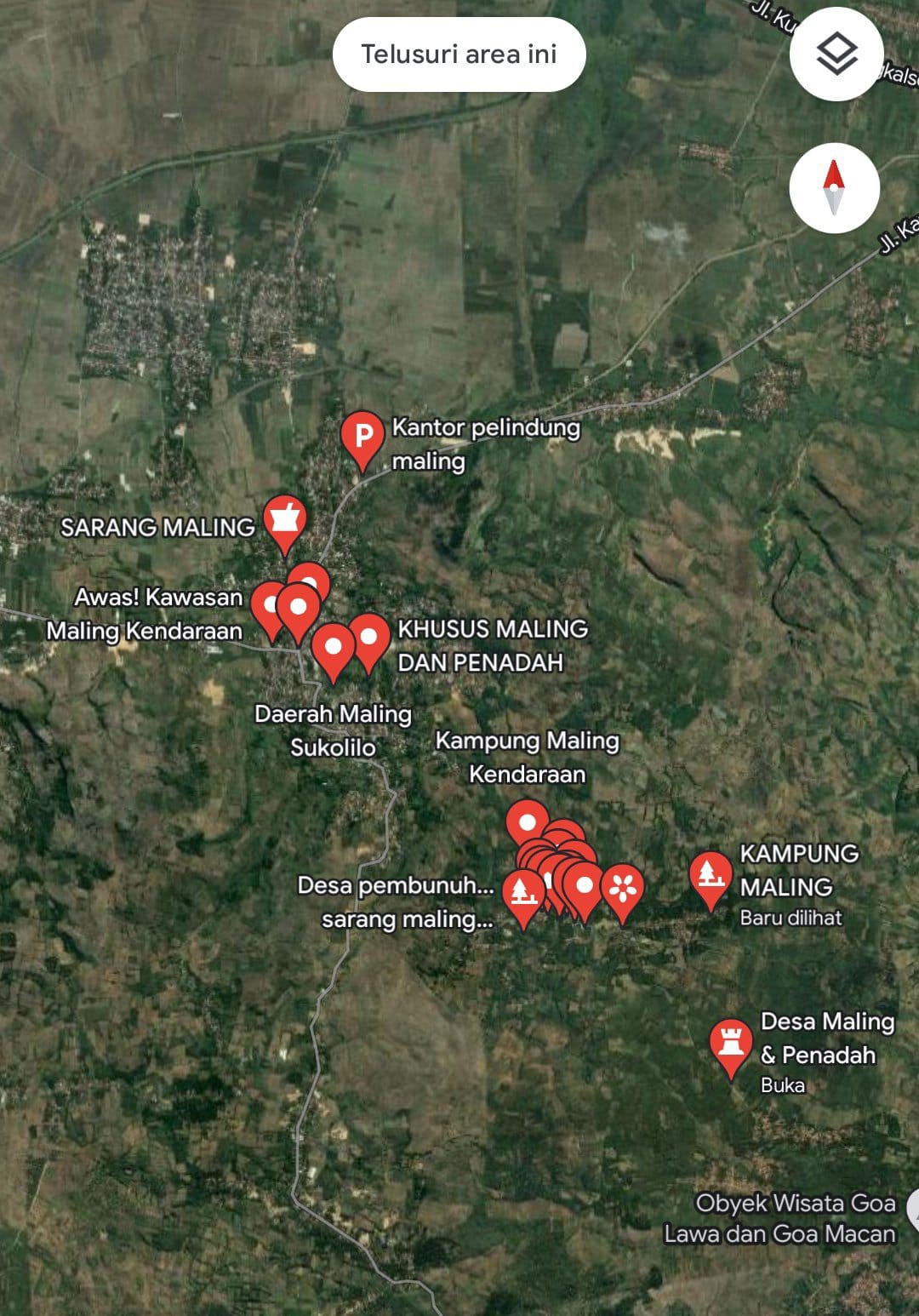 Tangkapan layar wilayah sukolilo di google maps