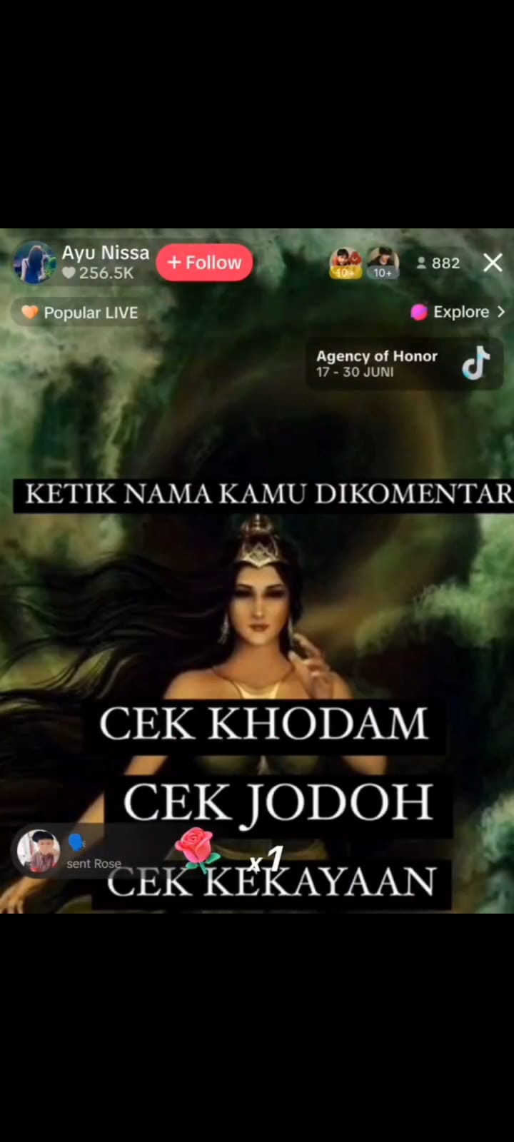 Tangkapan layar live Tiktok cek khodam