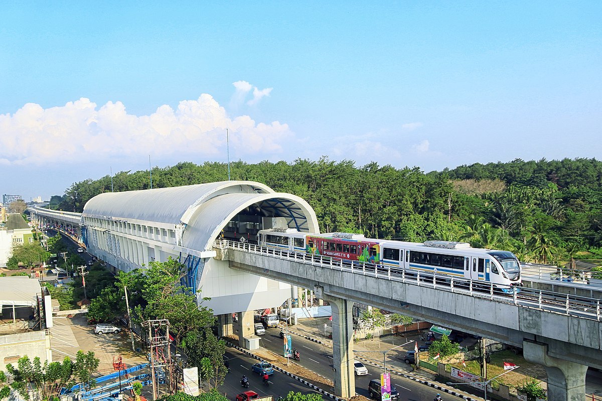LRT Sumsel di Stasiun Punti Kayu, Kota Palembang, Sumatera Selatan.