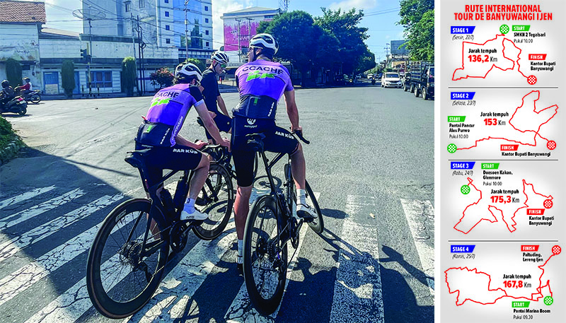 Dua pembalap CCache X Park Kup Australia berlatih di rute kota-kota ITDBI 2024 (kiri). Rute ITDBI 2024 (kanan).