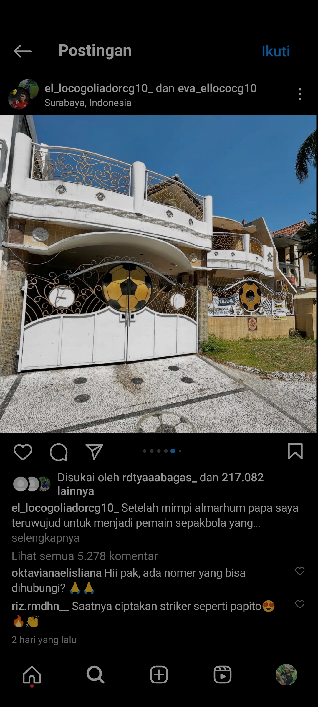 Rumah El Loco Gonzales yang dijual