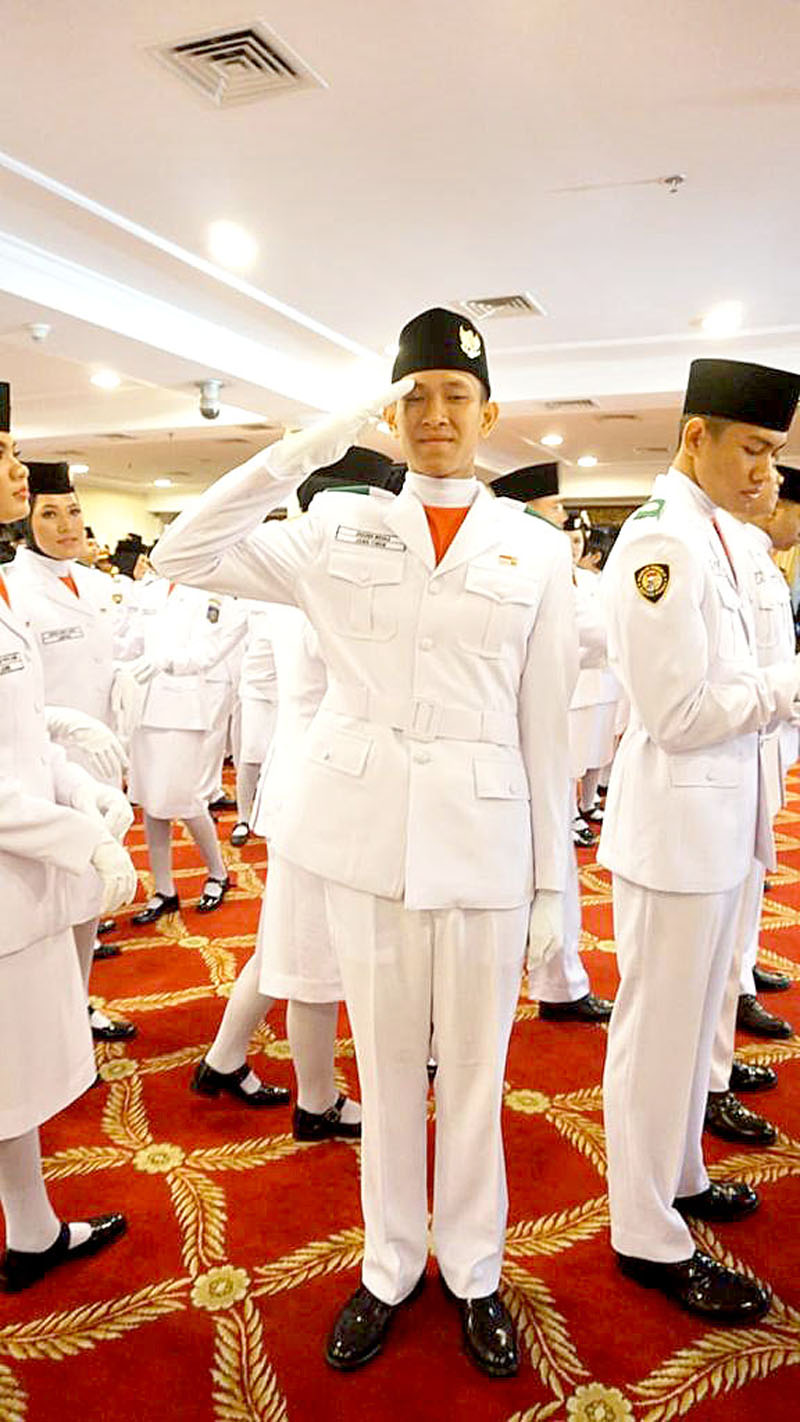 HARUMKAN BANYUWANGI: Ananda Micola sewaktu menjadi anggota paskibraka nasional pada tahun 2018.