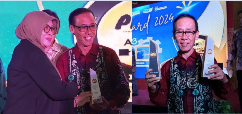 Ketua Stikes Banyuwangi Soekardjo menerima penghargaan perguruan tinggi terproduktif dan penerima insentif terbanyak klaster 4 pada PKM Award 2024.