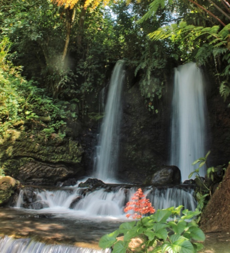 UKIRAN NAGA: Air terjun putri kembar di wisata Air Terjun Legomoro Dusun Sumbermulyo, Desa Margomulyo, Kecamatan Glenmore Selasa (15/10).