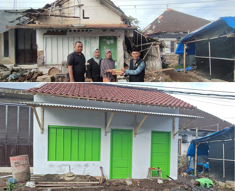 LEBIH BAIK: Rumah Mbah Rusmaini sebelum dan setelah renovasi. (Foto: Baznas Banyuwangi)