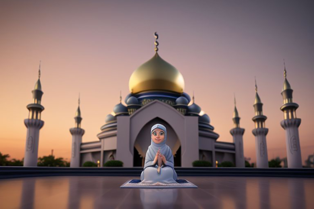 Ilustrasi seseorang sedang berdoa. (AI image generator)