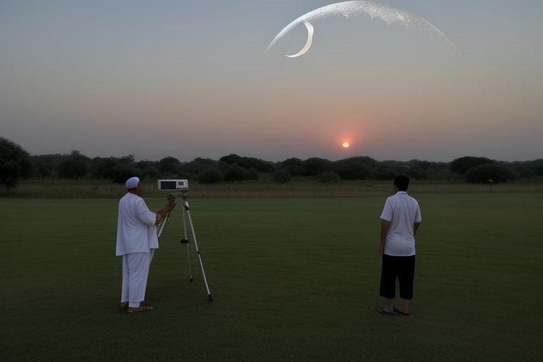 Ilustrasi pemantauan hilal. (Foto: Artificial Intelligence)