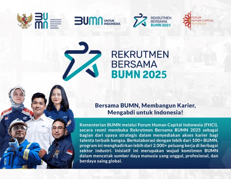 Pendaftaran Rekrutmen Bersama BUMN 2025 resmi dibuka pada Jumat (7/3).