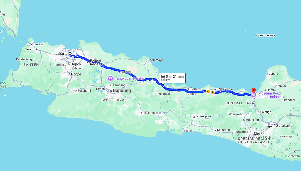 Jarak Jakarta-Semarang. (google.com/maps)