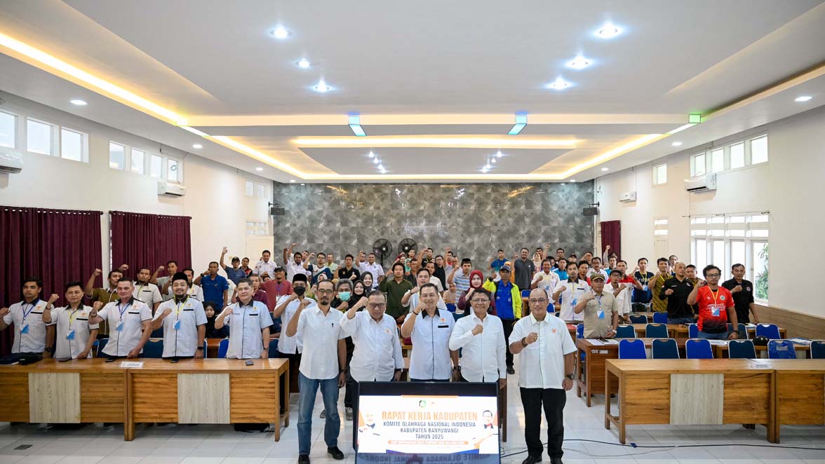 Perwakilan cabor menghadiri musker KONI di aula kantor Dispendik Banyuwangi, Sabtu (9/3).