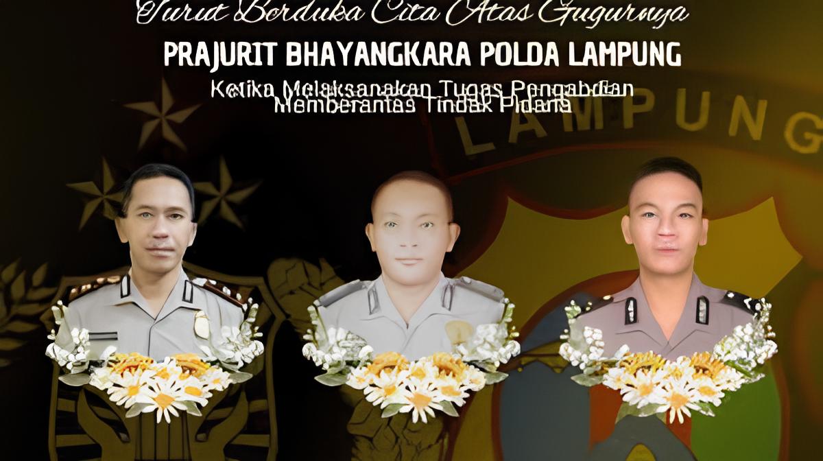 BERDUKA: Polda Lampung berduka usai tiga anggota Polsek Negara Batin tewas ditembak