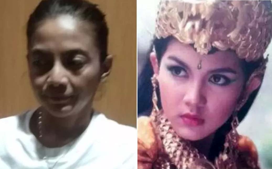 Sekar Arum Widara saat ditangkap polisi. Dan Sekar Arum Widara saat bermain dalam film Angling Dharma (Tangkapan Layar)