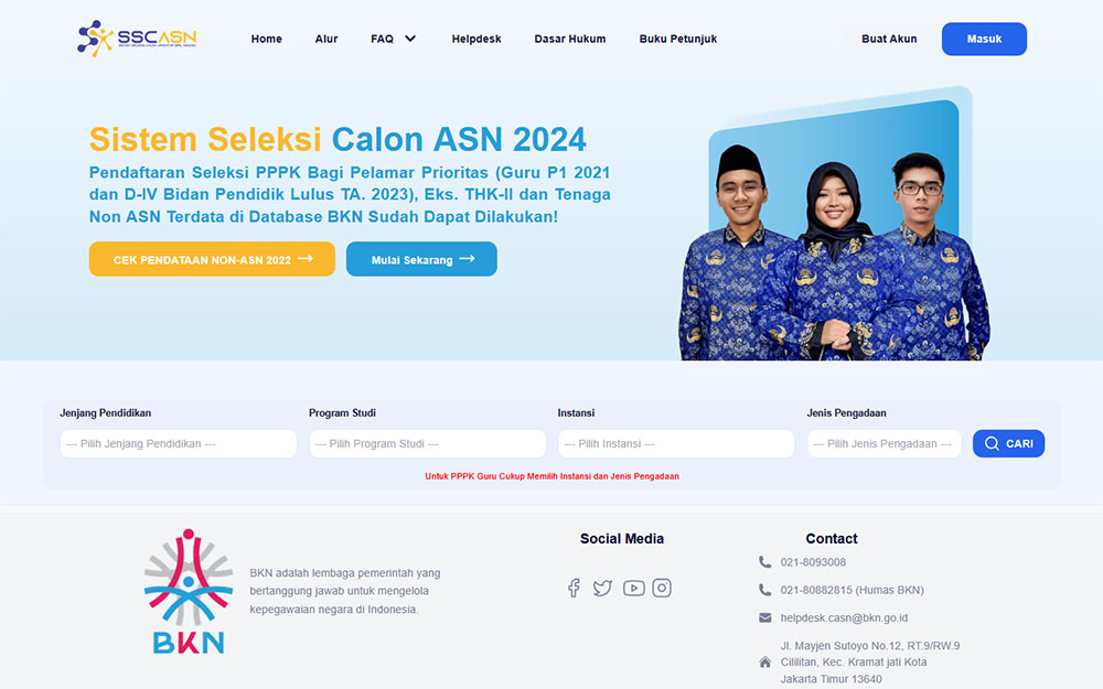 Tampilan halaman depan website sscasn.bkn.go.id. (Tangkapan Layar)