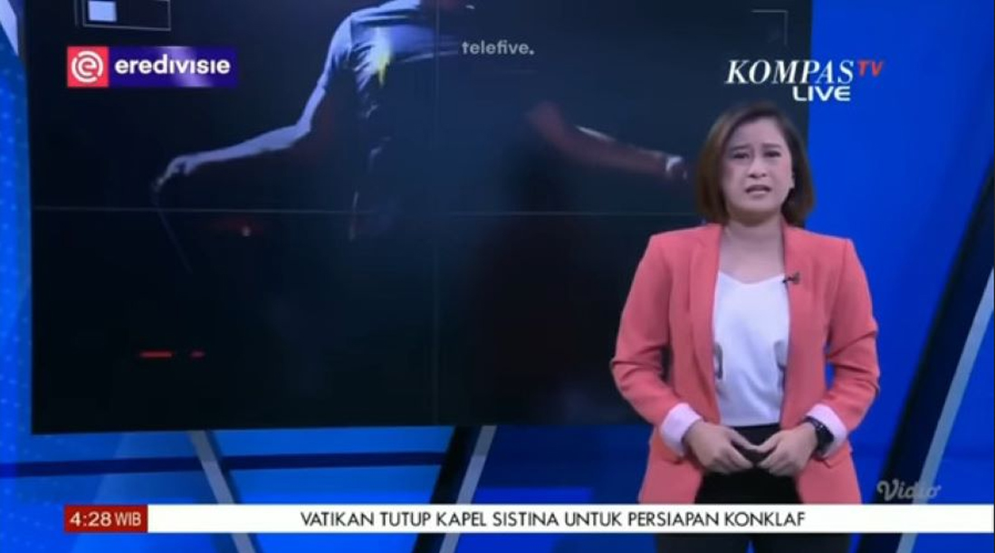 Presenter senior Kompas TV Gita Maharkesri melakukan siaran terakhirnya dalam program Kompas Sport Pagi. (Tangkapan Layar)