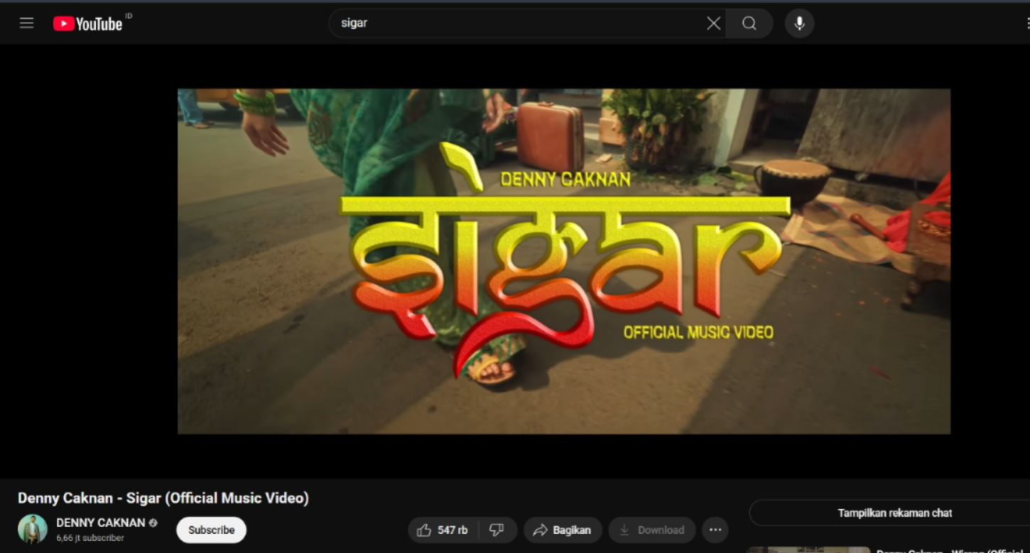 Denny Caknan - Sigar Official Music Video (YouTube DENNY CAKNAN).