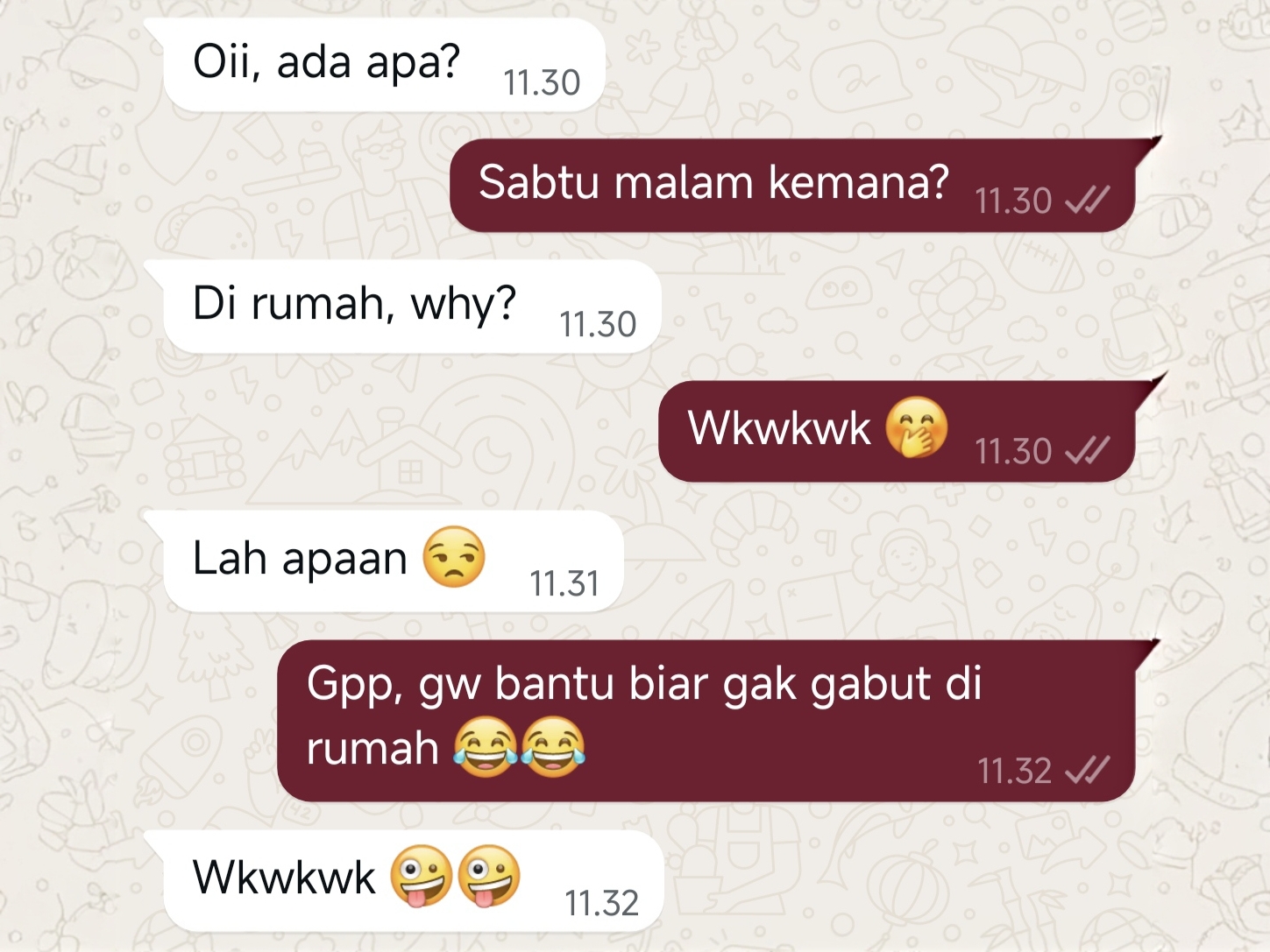 Wkwkwk sering jadi kode maksud tersembunyi. Emote menjadi kunci rahasianya.