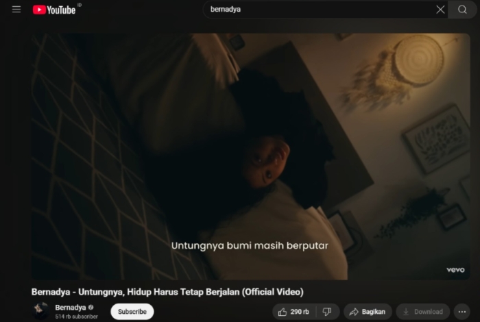 Bernadya - Untungnya, Hidup Harus Tetap Berjalan (Youtube Bernadya).