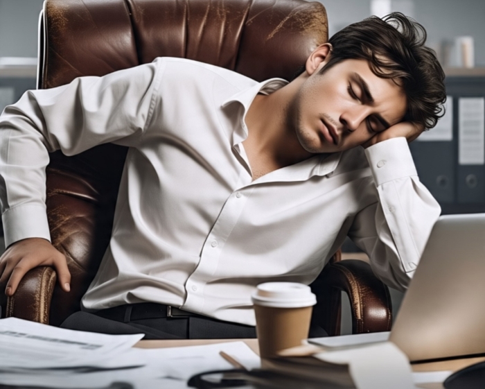 Mengantuk di kantor (Ilustrasi AI).