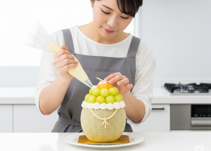 Whole Melon Cake, dessert segar dari Jepang, sajikan kue dalam buah melon.