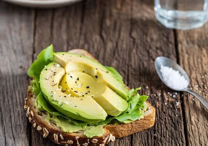 Roti gandum dengan alpuukat.