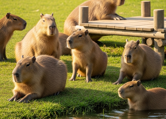 Capybara adalah hewan pengerat terbesar di dunia.