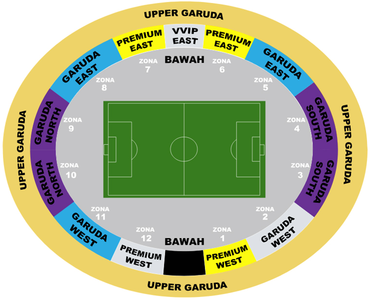 Denah lokasi tempat duduk di SUGBK sesuai tiket yang dibeli. (Bank Mandiri)