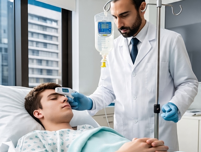 Mengecek suhu tubuh.