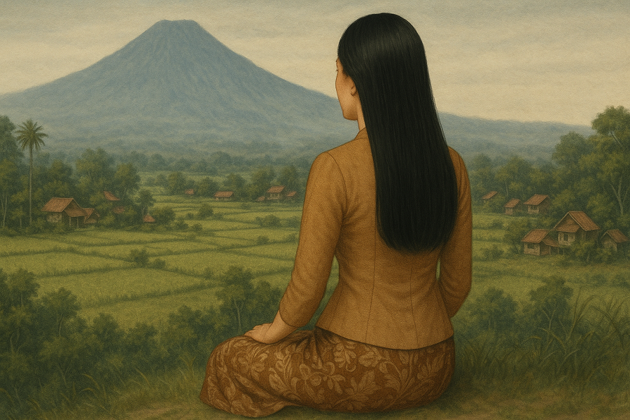 Ilustrasi Sundari, mitos Watu Perahu Banyuwangi.
