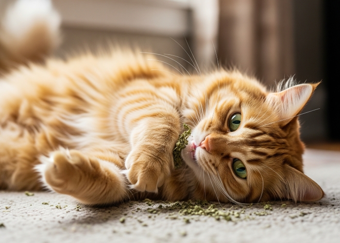 Catnip, tanaman herbal yang memicu euforia pada kucing.