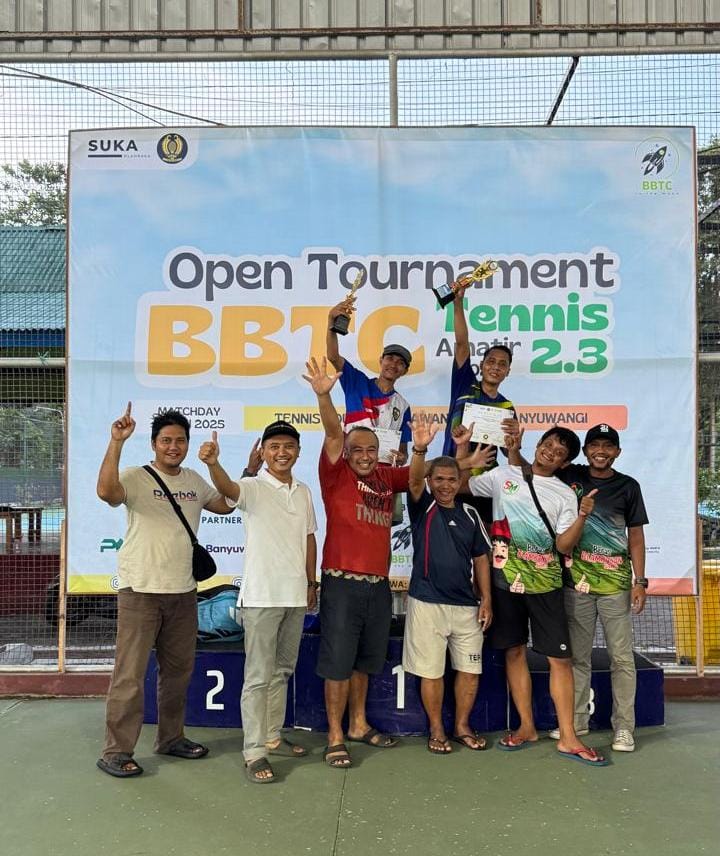 LUAR BIASA : Tim The Warrior berhasil meraih juara II dalam kelas Ganda Putra (Beginner - Intermediate) BBTC Open Tournament Amatir Tennis 3.2 di GOR Tawangalun
