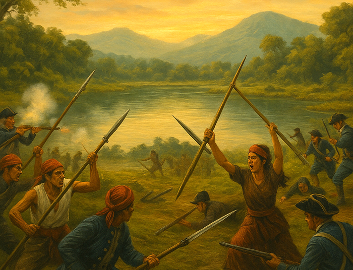 Rakyat Blambangan melawan pasukan VOC Belanda di Rowo Bayu.