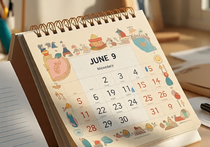 Kalender tertanggal 9 Juni.