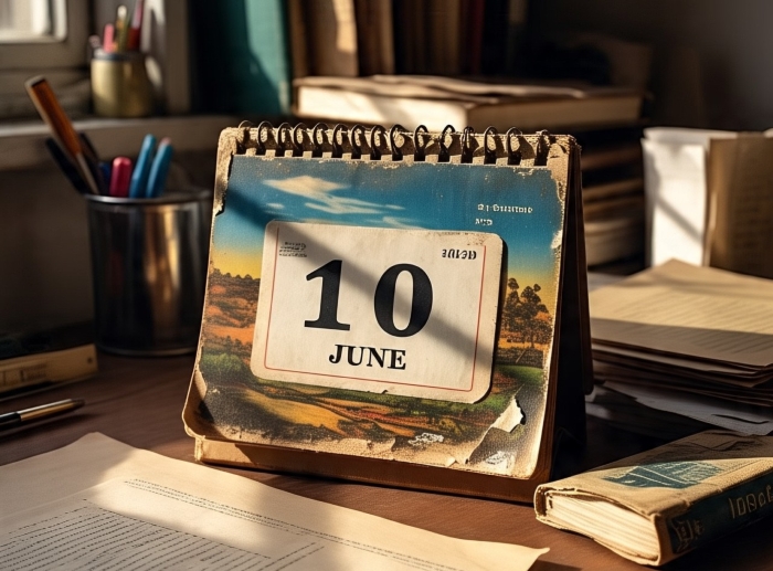 Kalender lama tertanggal 10 Juni.