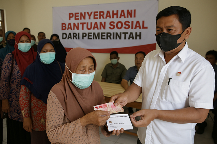 Ilustrasi warga menerima bansos dari pemerintah.